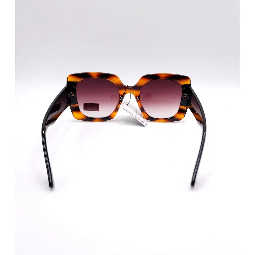 Giselle Oversized Square Sunglasses Black Tortoise Purple Gradient‎ UV400 Glam